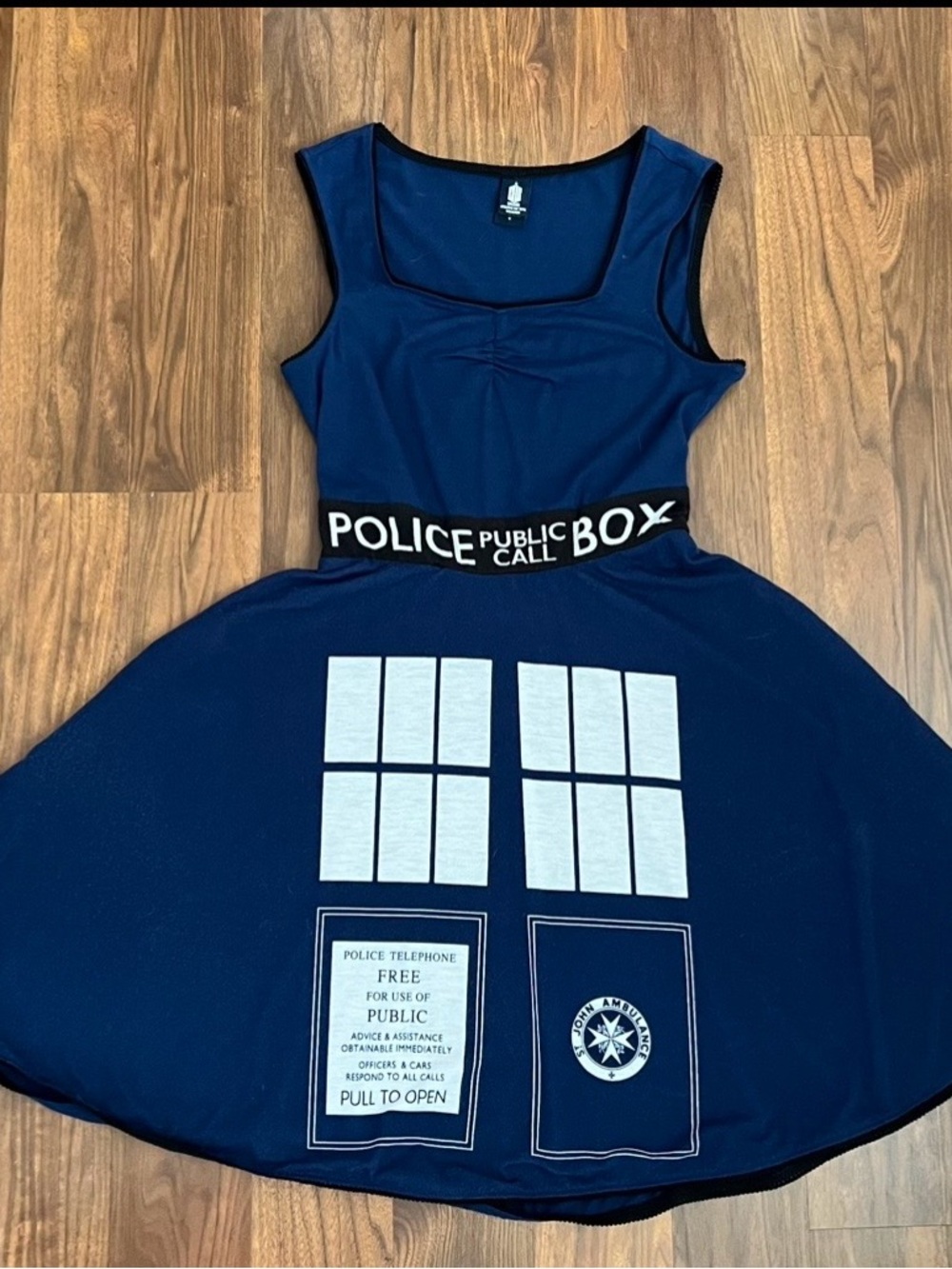 Hot Topic Navy Blue TARDIS Police Box Mini Dress